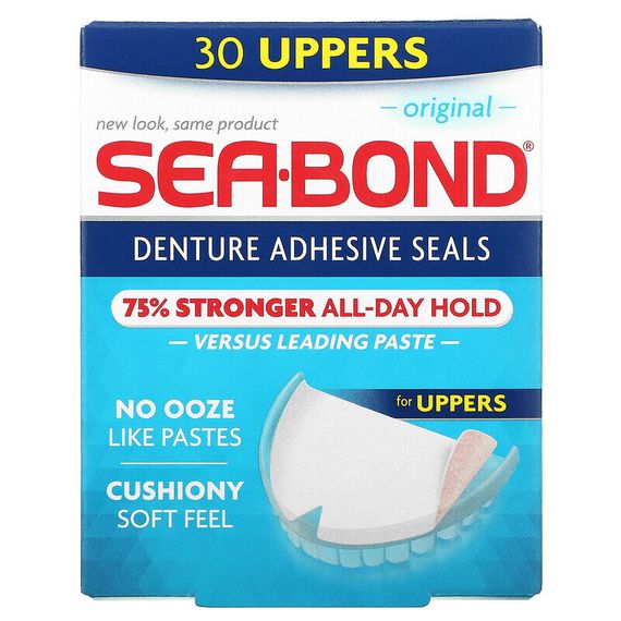 SeaBond, Адгезивные пломбы для зубных протезов, оригинальные, 30 шт.