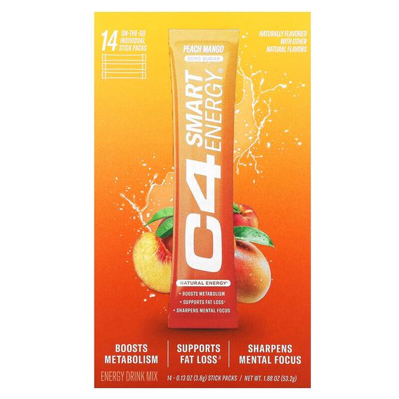 Cellucor, Смесь для энергетических напитков C4 Smart, персик и манго, 14 палочек по 3,8 г (0,13 унции)