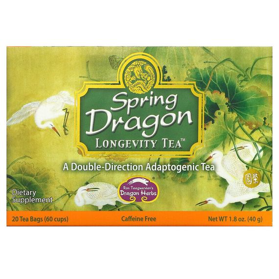 Dragon Herbs ( Ron Teeguarden ), Spring Dragon Longevity Tea, Caffeine Free, 20 Tea Bags, 1.8 oz (40 g)