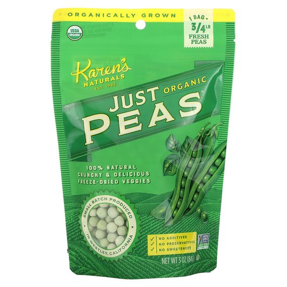 Karen&#39;s Naturals, Organic Just Peas, 3 oz (84 g)