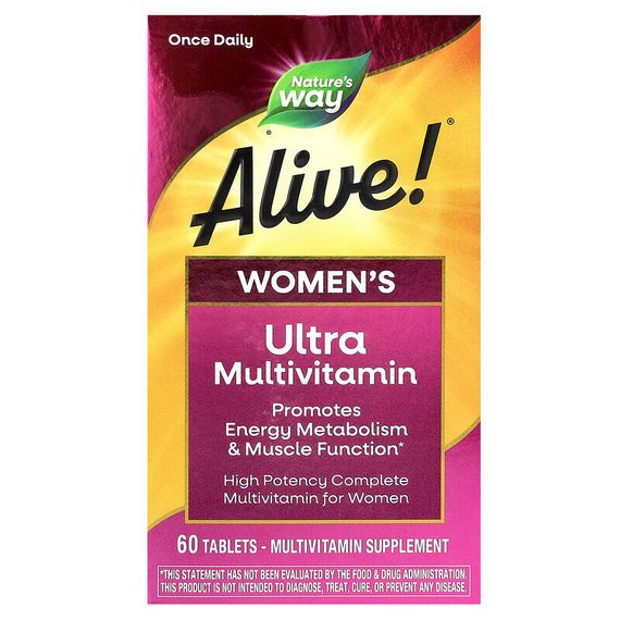 Nature&#39;s Way, Alive! Once Daily, полный комплекс высокоэффективных мультивитаминов для женщин, 60 таблеток