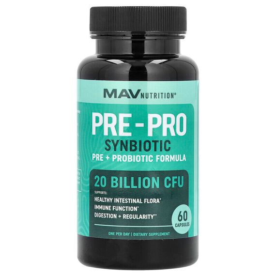 MAV Nutrition, Pre-Pro, пребиотик и пробиотик, 60 растительных капсул