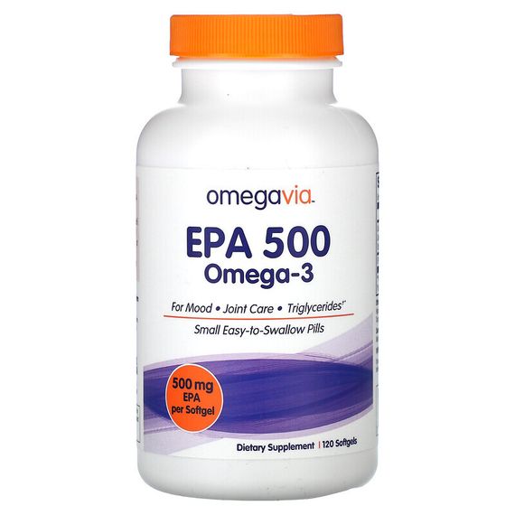 OmegaVia, ЭПК 500, чистая ЭПК омега-3, 120 капсул