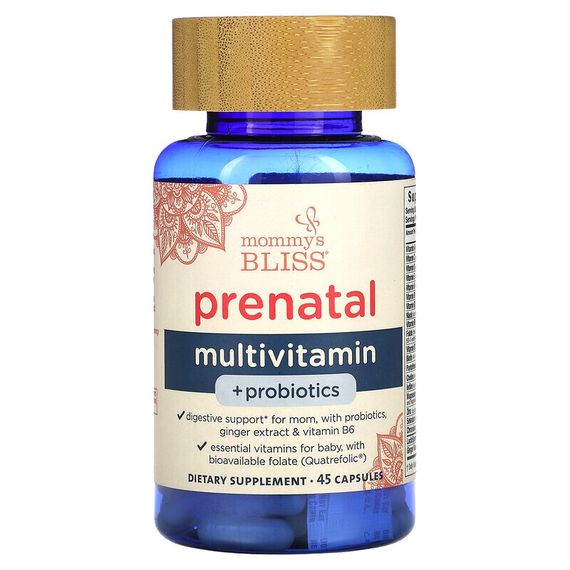 Mommy&#39;s Bliss, Prenatal Multivitamin + Probiotics, 45 Capsules