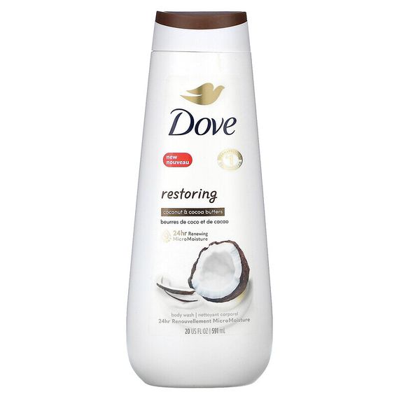 Dove, восстанавливающий гель для душа, кокос и какао-масло, 591 мл (20 жидк. унций)