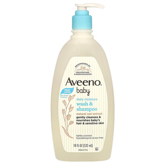 Aveeno, детское увлажняющее средство для мытья тела и шампунь, с легким запахом, 532 мл (18 жидк. унций)