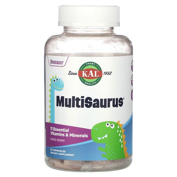 KAL, MultiSaurus, со вкусом ягодного ассорти, 90 жевательных таблеток
