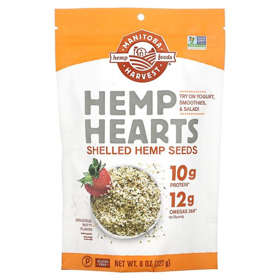 Manitoba Harvest, Hemp Hearts, очищенные семена конопли, с ореховым ароматизатором, 227 г (8 унций)