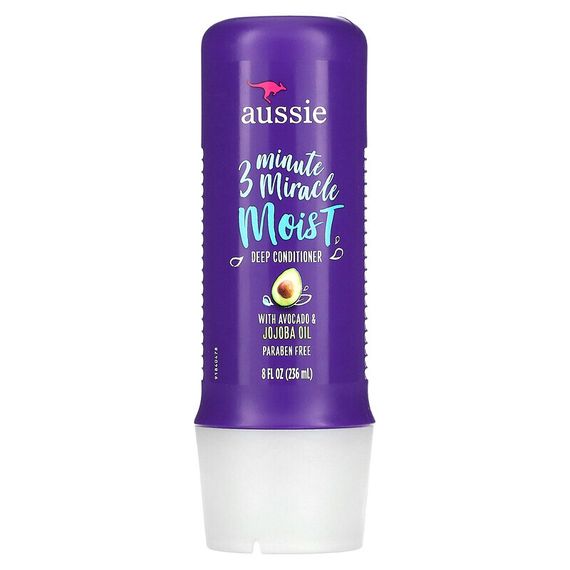 Aussie, 3 Minute Miracle Moist, кондиционер для глубокого увлажнения с авокадо и австралийским маслом жожоба, 236 мл (8 жид. унций)