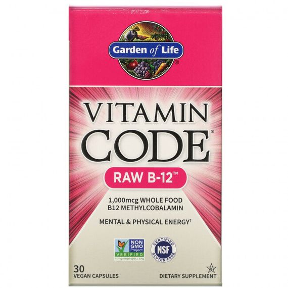 Garden of Life, Vitamin Code, RAW B12, 30 растительных капсул