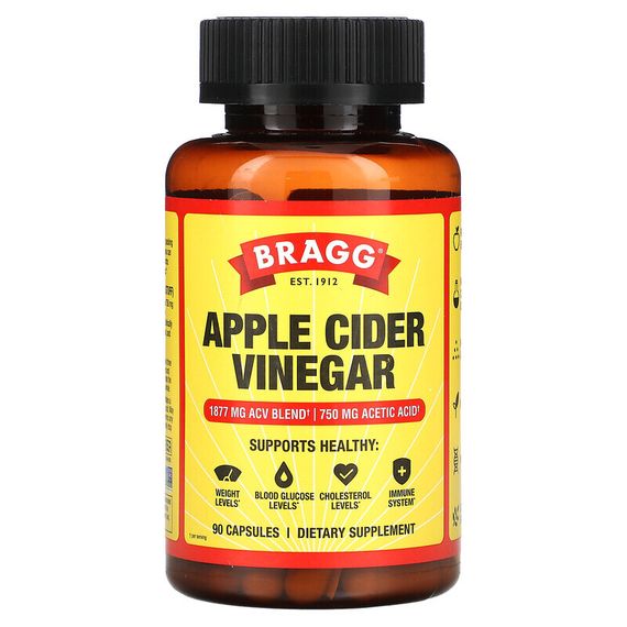 Bragg, Яблочный уксус, 90 капсул