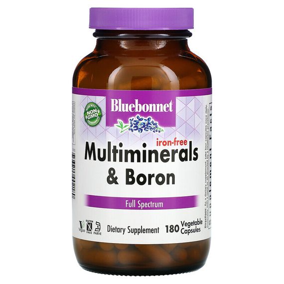 Bluebonnet Nutrition, Multiminerals &amp; Boron, Iron-Free, 180 Vegetable Capsules