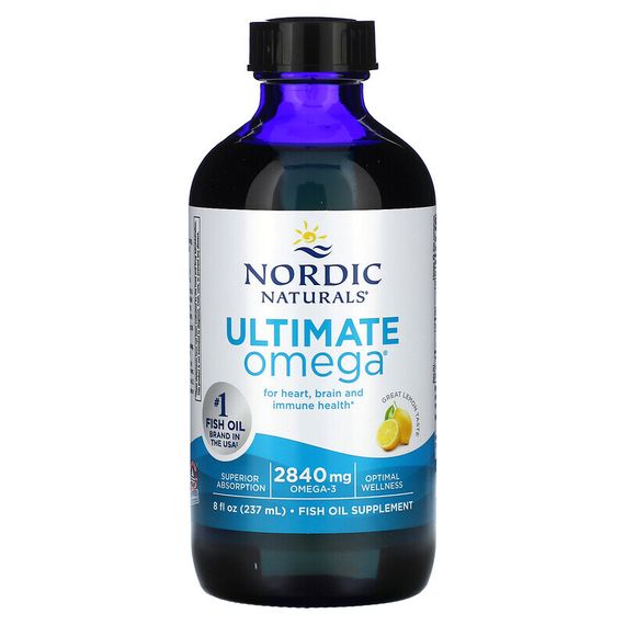 Nordic Naturals, Ultimate Omega, со вкусом лимона, 2840 мг, 8 жидких унций (237 мл)