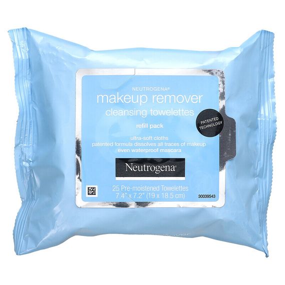 Neutrogena, Салфетки для снятия макияжа ультра мягкие очищающие салфетки, 25 компостируемых салфеток на растительной основе