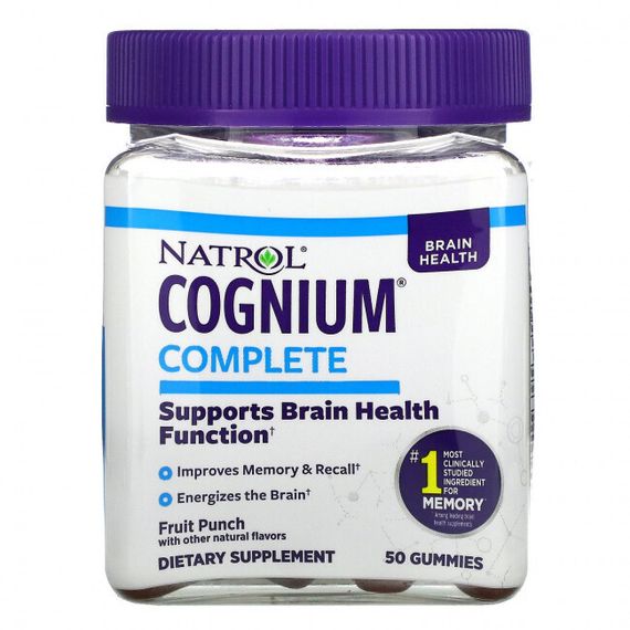 Natrol, Cognium Complete, фруктовый пунш, 50 жевательных таблеток