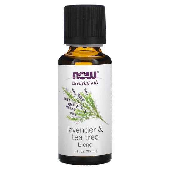 NOW Foods, Essential Oils, Lavender &amp; Tea Tree Blend, 1 fl oz (30 ml)