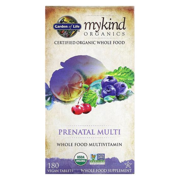 Garden of Life, MyKind Organics, пренатальные мультивитамины, 180 веганских таблеток