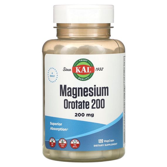 KAL, магния оротат 200, 50 мг, 120 вегетарианских капсул