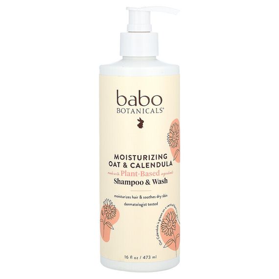 Babo Botanicals, Moisturizing Baby Shampoo &amp; Wash, Oatmilk Calendula, 16 fl oz (473 ml)