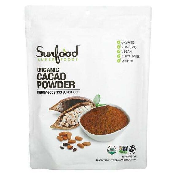 Sunfood, Органический какао-порошок, 227 г (8 унций)