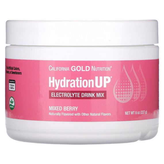 California Gold Nutrition, HydrationUP, смесь для приготовления напитка с электролитами, ягодная смесь, 227 г (8 унций)