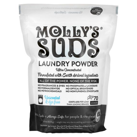 Molly&#39;s Suds, ультраконцентрированный стиральный порошок, без запаха, 1,33 кг (47 унций)