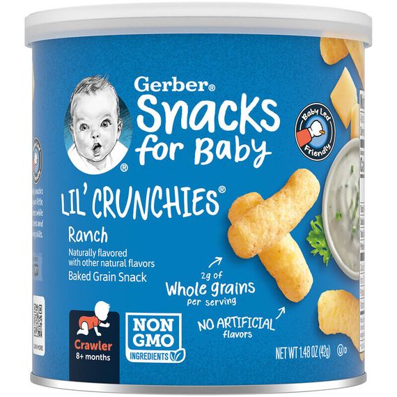 Gerber, Snacks for Baby, Lil &#39;Crunchies, снек из запеченного зерна, для детей от 8 месяцев, Ranch, 42 г (1,48 унции)