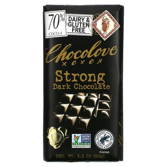 Chocolove, экстрагорький черный шоколад, 70% какао, 90 г (3,2 унции)