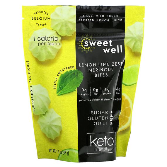 Sweetwell, Keto Bites, безе с цедрой лимона и лайма, 40 г (1,4 унции)