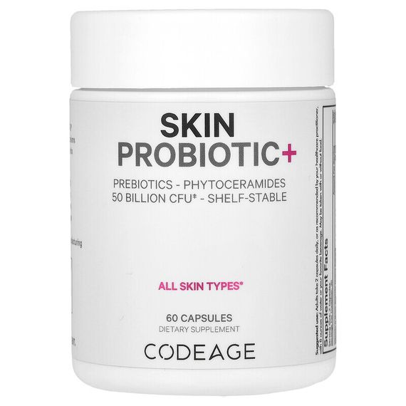 Codeage, Skin Probiotic, Shelf-Stable, 50 Billion CFU, 60 Capsules