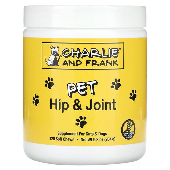 Charlie and Frank, PET Hip &amp;amp; Joint, для кошек и собак, 120 мягких жевательных таблеток