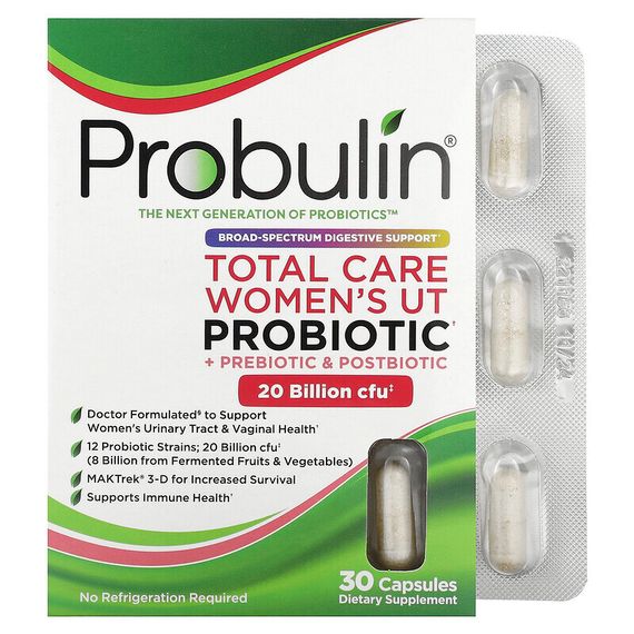 Probulin, Total Care, пробиотик для женской мочевыделительной системы, 20 млрд КОЕ, 30 капсул