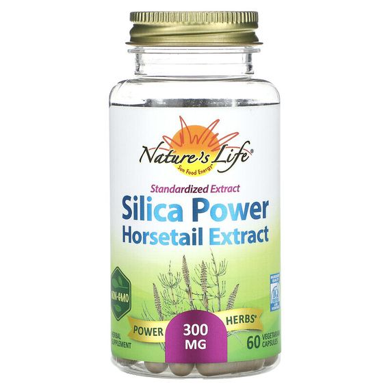 Nature&#39;s Life, Экстракт хвоща Silica Power, 300 мг, 60 вегетарианских капсул
