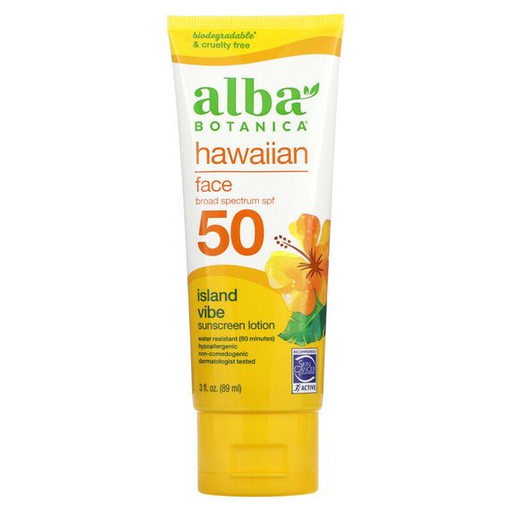 Alba Botanica, Sheer Shield, солнцезащитное средство для лица, SPF 45, без отдушек, 57 г (2 унции)