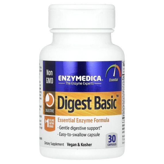 Enzymedica, Digest Basic, формула основных ферментов, 30 капсул