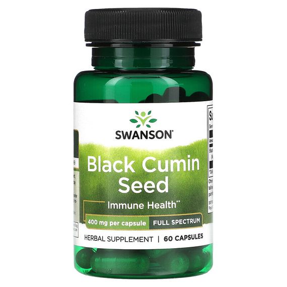 Swanson, Семена черного тмина, полный спектр, 400 мг, 60 капсул