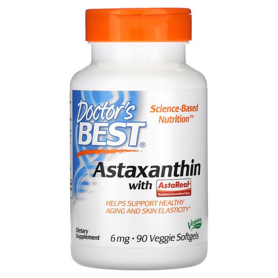 Doctor&#39;s Best, астаксантин с AstaReal, 6 мг, 90 растительных капсул