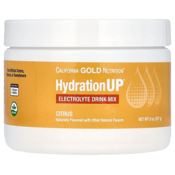 California Gold Nutrition, HydrationUP, смесь для приготовления напитка с электролитами, цитрус, 227 г (8 унций)