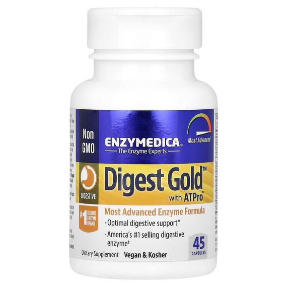 Enzymedica, Digest Gold с ATPro, добавка с пищеварительными ферментами, 45 капсул