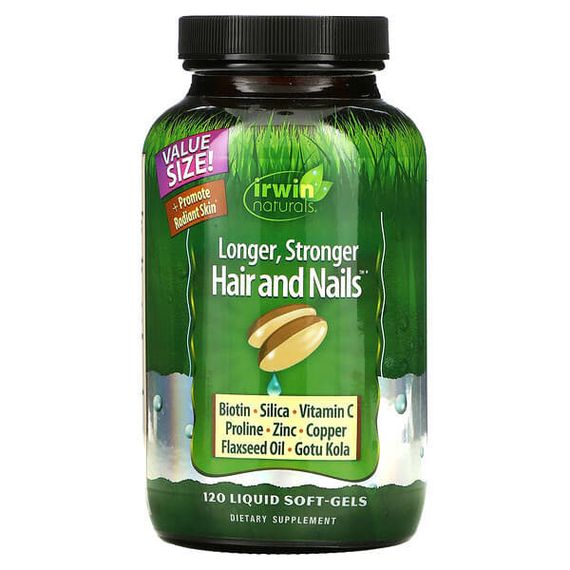 Irwin Naturals, Healthy Skin &amp;amp; Hair Plus Nails, 120 мягких желатиновых капсул с жидкостью