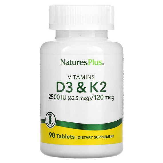 NaturesPlus, Витамины D3 и K2, 90 таблеток