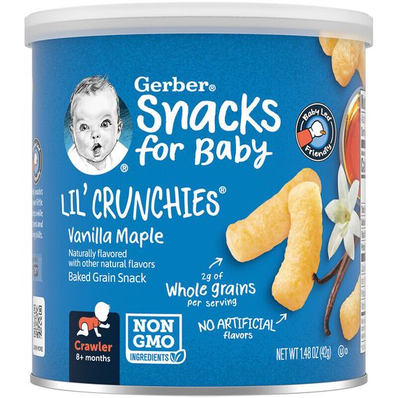 Gerber, Snacks for Baby, Lil &#39;Crunchies, снек из запеченного зерна, от 8 месяцев, ванильный клен, 42 г (1,48 унции)