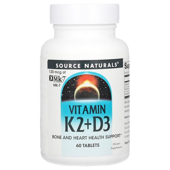 Source Naturals, витамин K2 и D3, 60 таблеток