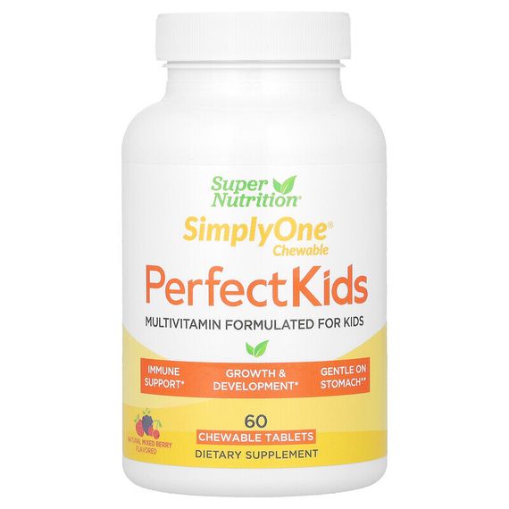 Super Nutrition, Perfect Kids, мультивитаминный комплекс для детей, вкус лесных ягод, 60 вегетарианских жевательных таблеток