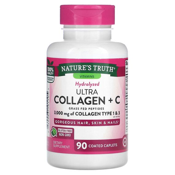 Nature&#39;s Truth, Ultra Collagen + C, 3000 мг, 90 капсул, покрытых оболочкой