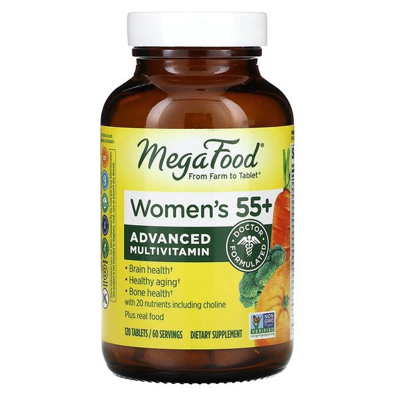 MegaFood, Multi for Women 55+, комплекс витаминов и микроэлементов для женщин старше 55 лет, 120 таблеток