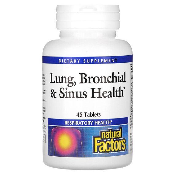 Natural Factors, Здоровье дыхательных путей (Lung, Bronchial &amp;amp; Sinus Health), 45 таблеток