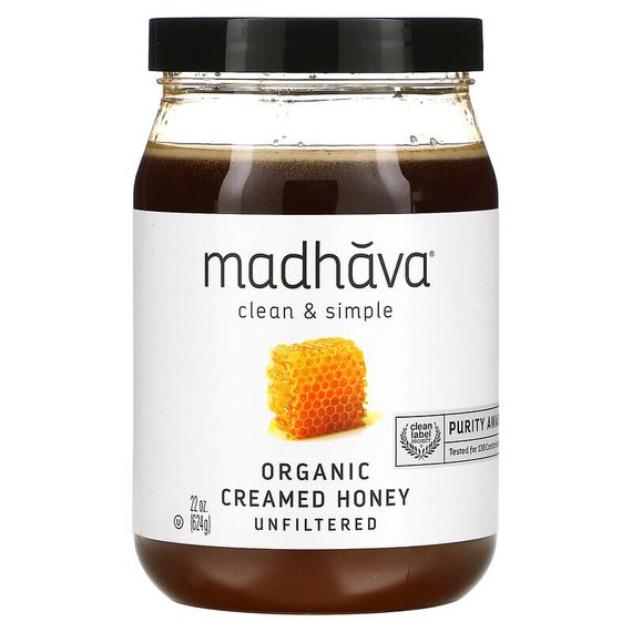 Madhava Natural Sweeteners, Clean &amp; Simple, Органический крем-мед, нефильтрованный, 22 унции (624 г)