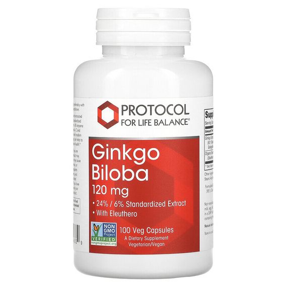 Protocol for Life Balance, Гинкго билоба, 120 мг, 100 растительных капсул