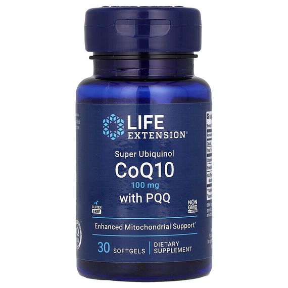 Life Extension, Super Ubiquinol CoQ10 100 mg, PQQ 10 mg, 30 Softgels